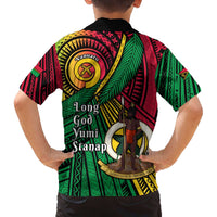 Halo Vanuatu Family Matching Off The Shoulder Long Sleeve Dress and Hawaiian Shirt Happy 45th Independence Anniversary