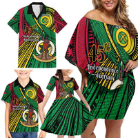 Halo Vanuatu Family Matching Off Shoulder Short Dress and Hawaiian Shirt Happy 46th Independence Anniversary LT14 - Polynesian Pride