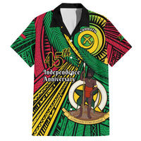 Halo Vanuatu Family Matching Off Shoulder Short Dress and Hawaiian Shirt Happy 46th Independence Anniversary LT14 Dad's Shirt - Short Sleeve Black - Polynesian Pride