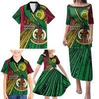 Halo Vanuatu Family Matching Puletasi and Hawaiian Shirt Happy 45th Independence Anniversary