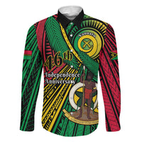 Halo Vanuatu Family Matching Summer Maxi Dress and Hawaiian Shirt Happy 46th Independence Anniversary LT14 Dad's Shirt - Long Sleeve Black - Polynesian Pride