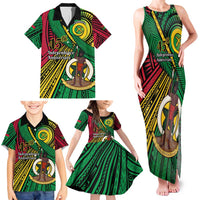 Halo Vanuatu Family Matching Tank Maxi Dress and Hawaiian Shirt Happy 46th Independence Anniversary LT14 - Polynesian Pride