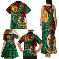 Halo Vanuatu Family Matching Tank Maxi Dress and Hawaiian Shirt Happy 46th Independence Anniversary LT14 - Polynesian Pride