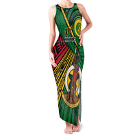Halo Vanuatu Family Matching Tank Maxi Dress and Hawaiian Shirt Happy 46th Independence Anniversary LT14 Mom's Dress Black - Polynesian Pride