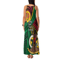 Halo Vanuatu Family Matching Tank Maxi Dress and Hawaiian Shirt Happy 46th Independence Anniversary LT14 - Polynesian Pride