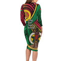 Halo Vanuatu Long Sleeve Bodycon Dress Happy 46th Independence Anniversary LT14 - Polynesian Pride