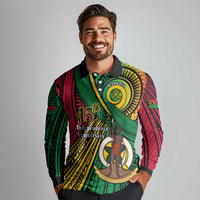Halo Vanuatu Long Sleeve Polo Shirt Happy 46th Independence Anniversary LT14 - Polynesian Pride