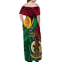 Halo Vanuatu Off Shoulder Maxi Dress Happy 46th Independence Anniversary LT14 - Polynesian Pride