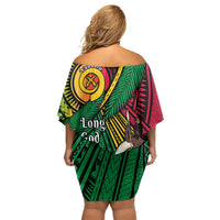Halo Vanuatu Off Shoulder Short Dress Happy 46th Independence Anniversary LT14 - Polynesian Pride