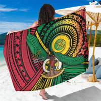 Halo Vanuatu Sarong Happy 46th Independence Anniversary LT14 One Size 44 x 66 inches Black - Polynesian Pride