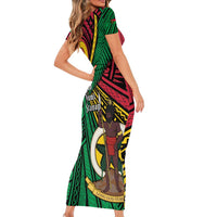 Halo Vanuatu Short Sleeve Bodycon Dress Happy 46th Independence Anniversary LT14 - Polynesian Pride