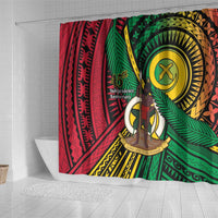Halo Vanuatu Shower Curtain Happy 45th Independence Anniversary