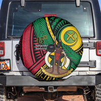 Halo Vanuatu Spare Tire Cover Happy 46th Independence Anniversary LT14 No hole Black - Polynesian Pride