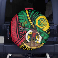 Halo Vanuatu Spare Tire Cover Happy 46th Independence Anniversary LT14 Black - Polynesian Pride