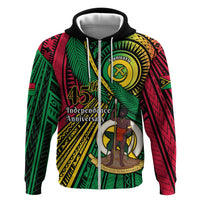 Halo Vanuatu Zip Hoodie Happy 46th Independence Anniversary LT14 Zip Hoodie Black - Polynesian Pride