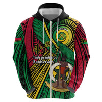 Halo Vanuatu Zip Hoodie Happy 46th Independence Anniversary LT14 Pullover Hoodie Black - Polynesian Pride