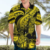 Personalised Polynesian Hawaiian Shirt Tribal Honu Turtle with Hibiscus Gold Version LT14 - Polynesian Pride