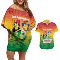 Vanuatu Indipendens Dei Couples Matching Off Shoulder Short Dress and Hawaiian Shirt Yumi 46th Independence Anniversary