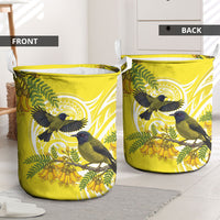 Bellbird New Zealand Laundry Basket Korimako Kowhai Maori Pattern