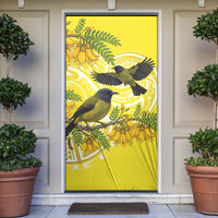 Bellbird New Zealand Door Cover Korimako Kowhai Maori Pattern