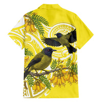 Bellbird New Zealand Family Matching Mermaid Dress and Hawaiian Shirt Korimako Kowhai Maori Pattern LT14 - Polynesian Pride