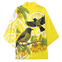 Bellbird New Zealand Kimono Korimako Kowhai Maori Pattern LT14 - Polynesian Pride