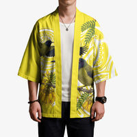 Bellbird New Zealand Kimono Korimako Kowhai Maori Pattern LT14 - Polynesian Pride