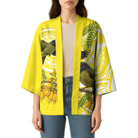 Bellbird New Zealand Kimono Korimako Kowhai Maori Pattern LT14 - Polynesian Pride