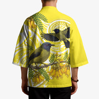 Bellbird New Zealand Kimono Korimako Kowhai Maori Pattern LT14 - Polynesian Pride