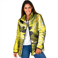 Bellbird New Zealand Padded Jacket Korimako Kowhai Maori Pattern