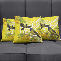 Bellbird New Zealand Pillow Cover Korimako Kowhai Maori Pattern