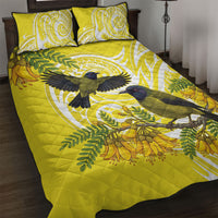 Bellbird New Zealand Quilt Bed Set Korimako Kowhai Maori Pattern LT14 Yellow - Polynesian Pride