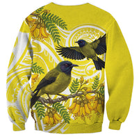 Bellbird New Zealand Sweatshirt Korimako Kowhai Maori Pattern