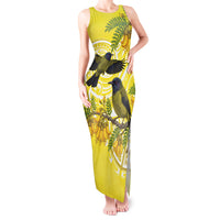 Bellbird New Zealand Tank Maxi Dress Korimako Kowhai Maori Pattern