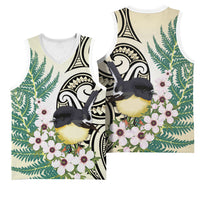 Endemic Tomtit New Zealand Basketball Jersey Miromiro Manuka Silver Fern Maori Pattern LT14 - Polynesian Pride