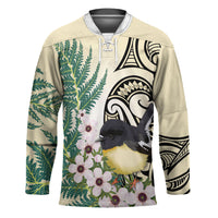 Endemic Tomtit New Zealand Hockey Jersey Miromiro Manuka Silver Fern Maori Pattern LT14 Unisex Cream - Polynesian Pride