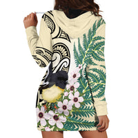 Endemic Tomtit New Zealand Hoodie Dress Miromiro Manuka Silver Fern Maori Pattern