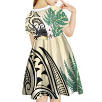 Endemic Tomtit New Zealand Kid Short Sleeve Dress Miromiro Manuka Silver Fern Maori Pattern
