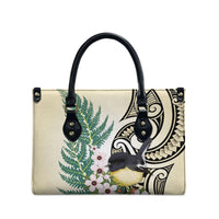 Endemic Tomtit New Zealand Leather Bag Miromiro Manuka Silver Fern Maori Pattern