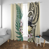 Endemic Tomtit New Zealand Window Curtain Miromiro Manuka Silver Fern Maori Pattern