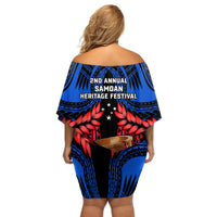 Samoa Off Shoulder Short Dress Heritage Festival Samoan Tattoo With Ula Fala Kava Bowl LT14 - Polynesian Pride