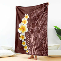Oxblood Tropical Plumeria With Galaxy Polynesian Art Blanket