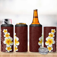 Oxblood Tropical Plumeria With Galaxy Polynesian Art 4 in 1 Can Cooler Tumbler
