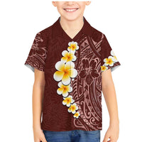 Oxblood Tropical Plumeria With Galaxy Polynesian Art Family Matching Mermaid Dress and Hawaiian Shirt
