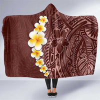Oxblood Tropical Plumeria With Galaxy Polynesian Art Hooded Blanket LT14 One Size Oxblood - Polynesian Pride
