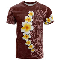Oxblood Tropical Plumeria With Galaxy Polynesian Art T Shirt LT14 Oxblood - Polynesian Pride