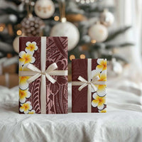 Oxblood Polynesia Wrapping Paper Plumeria Tropical Leaves With Galaxy Polynesian Art LT14 - Polynesian Pride