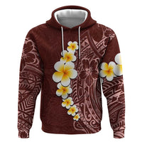 Oxblood Tropical Plumeria With Galaxy Polynesian Art Zip Hoodie