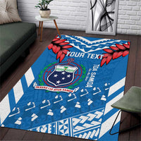 Custom Toa Samoa Rugby Area Rug Samoan Siva Tau Uso Aso Uma LT14 Blue - Polynesian Pride