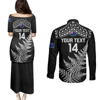 Personalised New Zealand Silver Fern Rugby Couples Matching Puletasi Dress and Long Sleeve Button Shirts Go All Black 2023 World Cup LT14 - Polynesian Pride